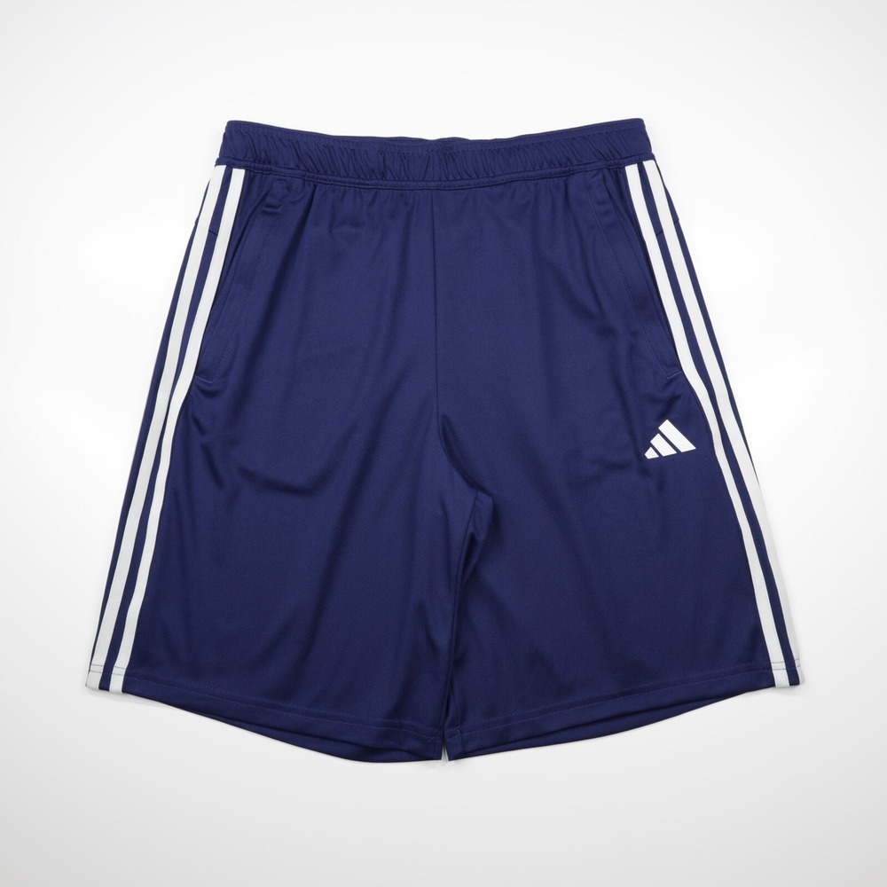 Adidas Men's Train‎ Essentials Pique 3 Stripes Zip Pocket Shorts Blue Size S